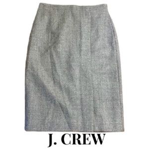 J. Crew Gray Wool Pencil Skirt Front Slit Women’s Size 2